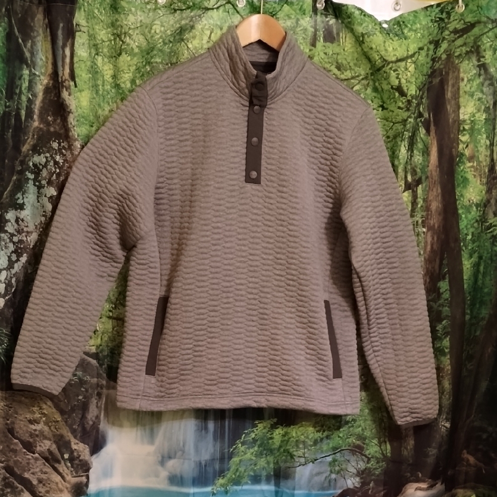 Huk Men's Textured Gray Zip Up Sweater